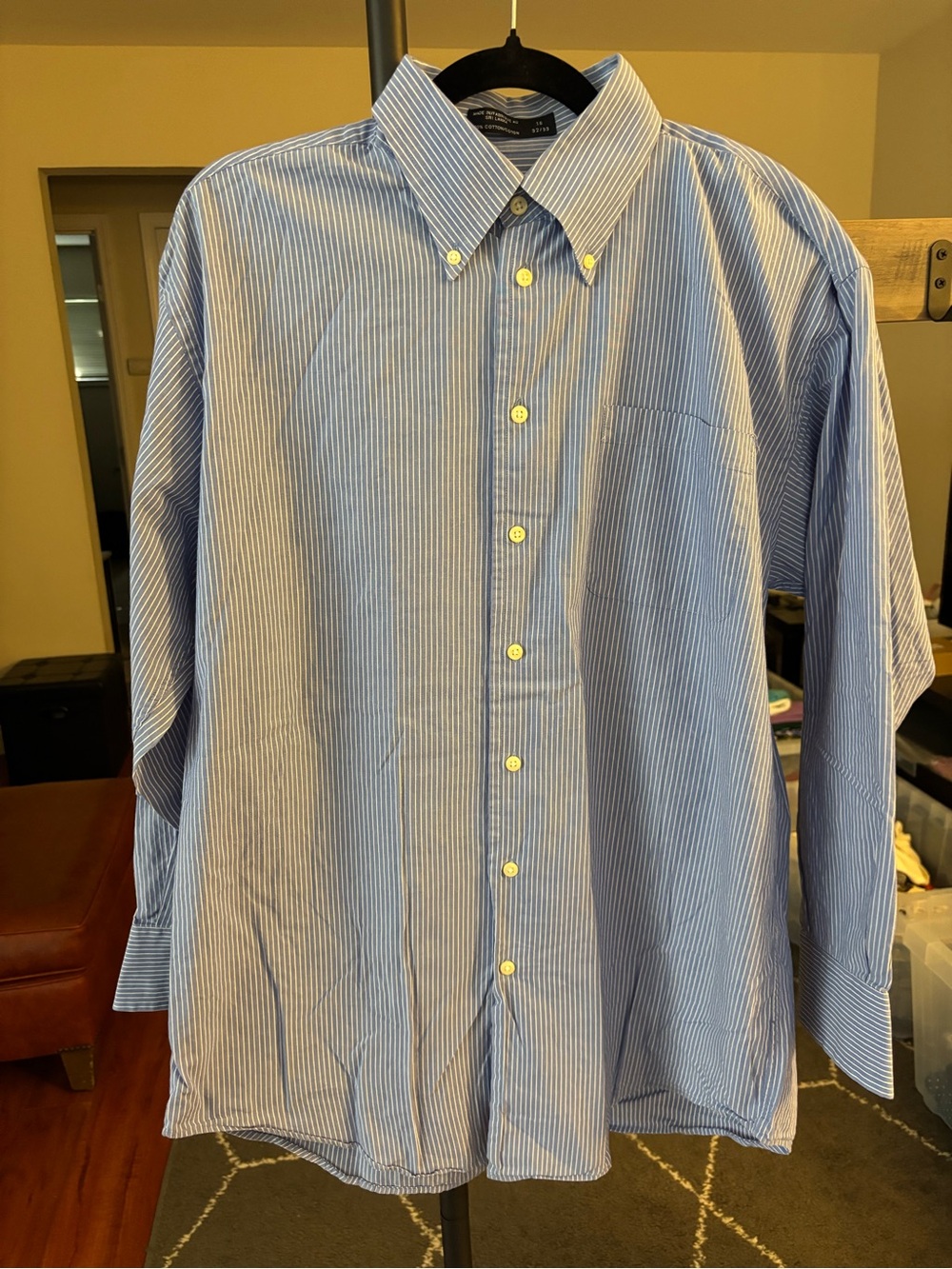 Nautica Blue Thin-Stripe Button-Down Shirt